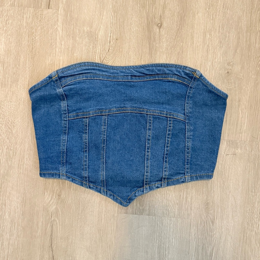 Blue Denim Bustier Top
